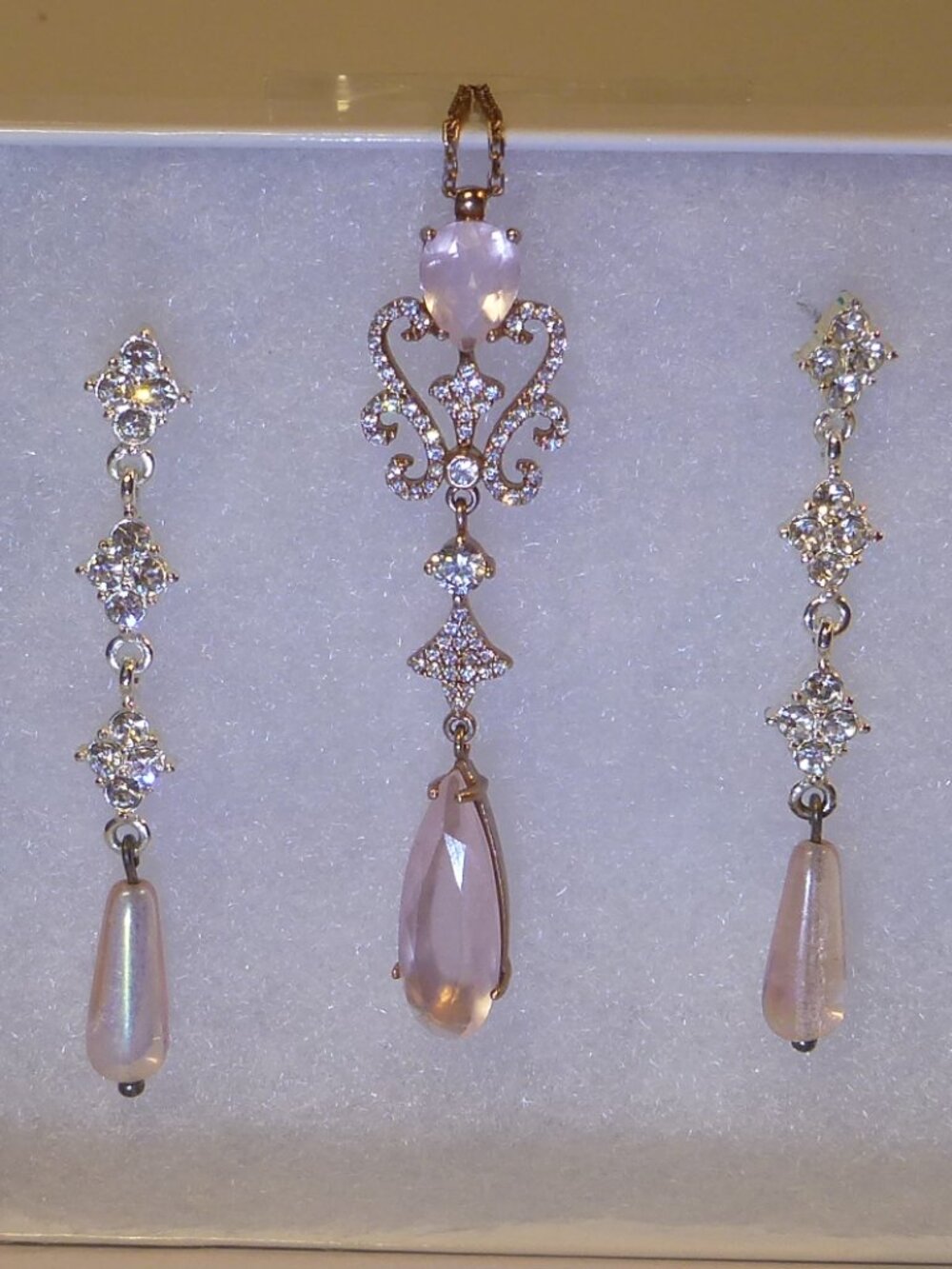 David's Bridal Rose Gold Sterling Silver 925 Swarovski Crystal Lavalier Necklace